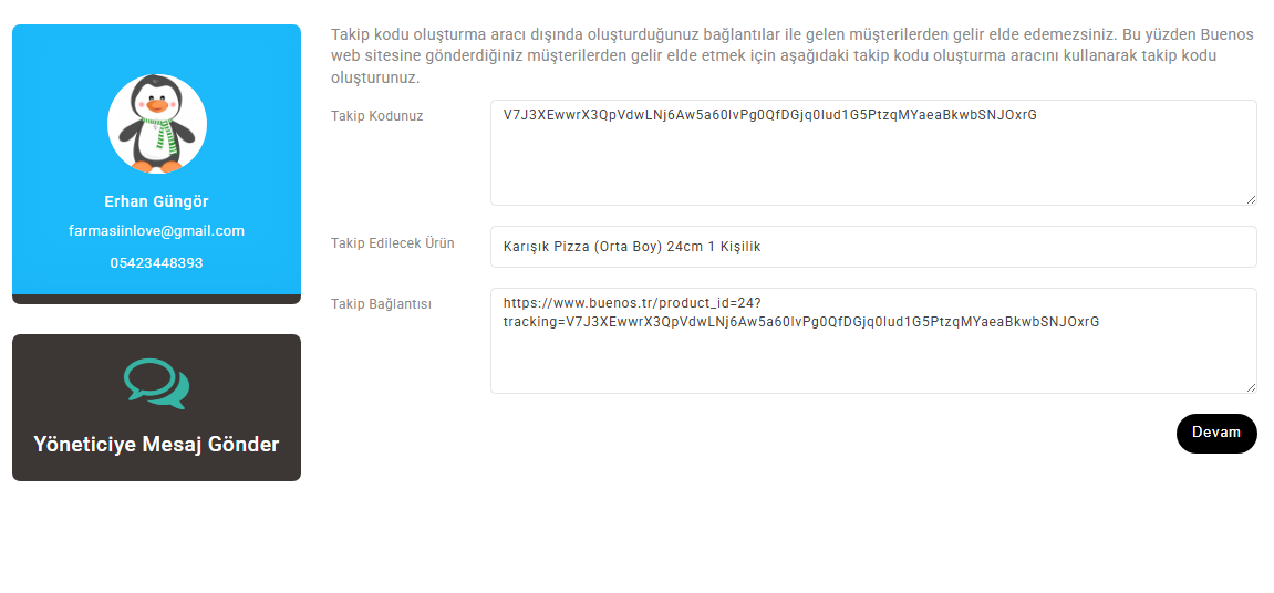 Ortaklık Programı Takip Kodu Oluşturma